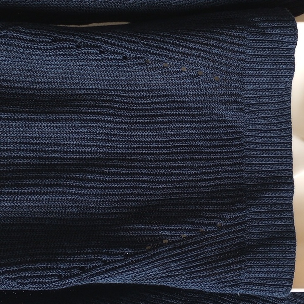 LRL Linen Viscose Rib Knit Crew Neck Long Sleeve Sweater MP Navy - Picture 6 of 11